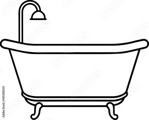 bathtub outline vector illustration line art