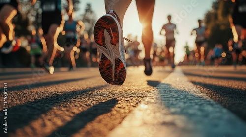 Obraz na płótnie Runners in competition on road course. w salonie