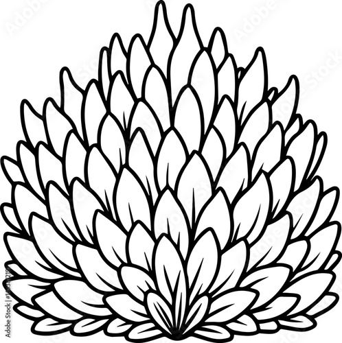 leafy bush outline vector illustration line art coloring book page