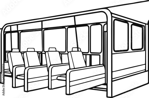 bus interior outline vector illustration line art coloring book page
