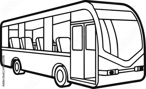 bus interior outline vector illustration line art coloring book page