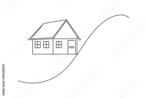 House plant and lightbulb continuous single line art drawing green energy outline
