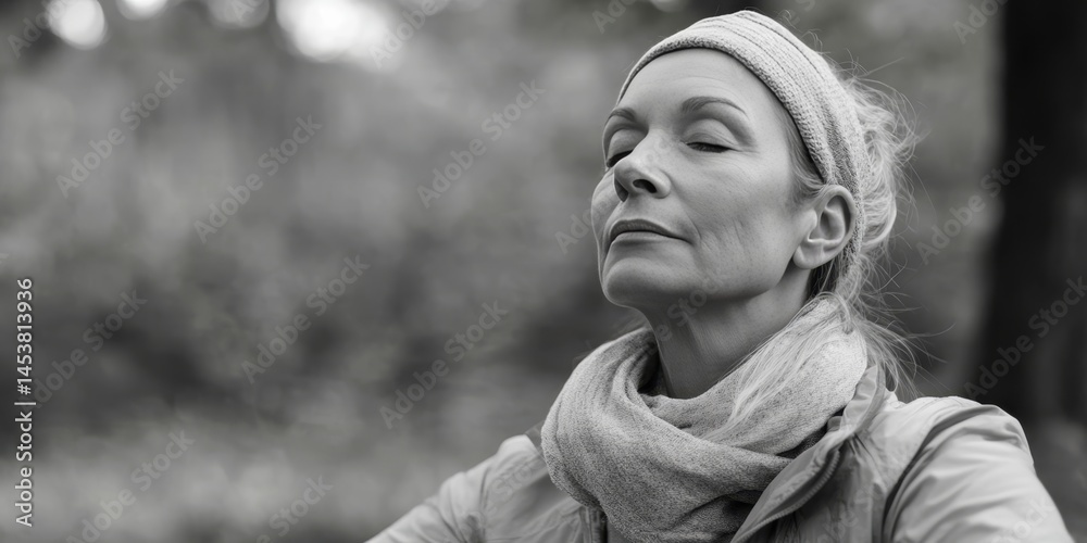 Woman with eyes closed and a contemplative expression on her face.