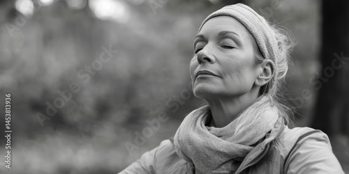 Obraz na płótnie Woman with eyes closed and a contemplative expression on her face. w salonie