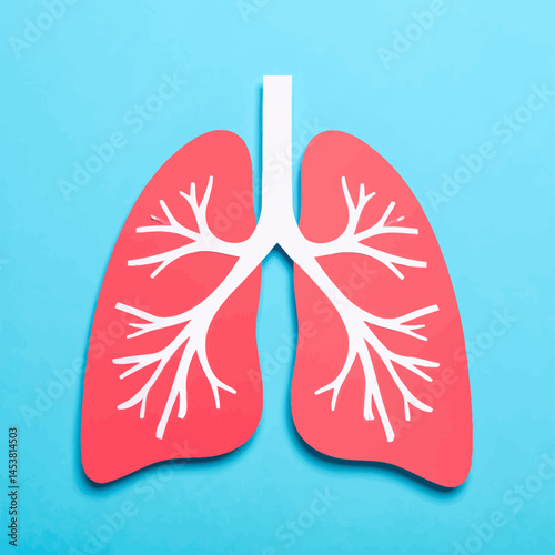 Anatomical lungs paper cut illustration on a blue background representing respiratory health and lung disease prevention awareness