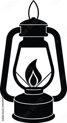 oil lantern with flame on white background  .eps