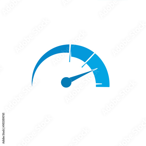 Blue speedometer icon showcasing performance measurement and progress tracking for speed or efficiency concept and indicator