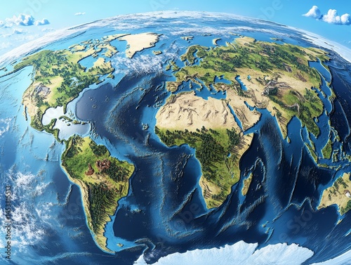 Obraz na płótnie Globe of Earth showing continents, countries, and oceans. w salonie