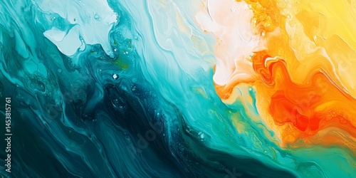 Obraz na płótnie An abstract representation of an ocean wave with vibrant colors and a fluid, swirling texture. w salonie
