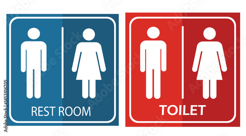 Man and lady rest room and toilet sign icons . vector