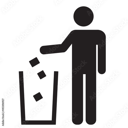 Tidy man symbol, do not litter icon, keep clean, dispose of carefully and thoughtfully symbol