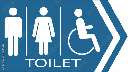 Restroom sign. Toilet sign with lady, man and handicapped symbols, vector illustration.