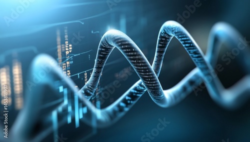 DNA Helix with Stock Market Charts