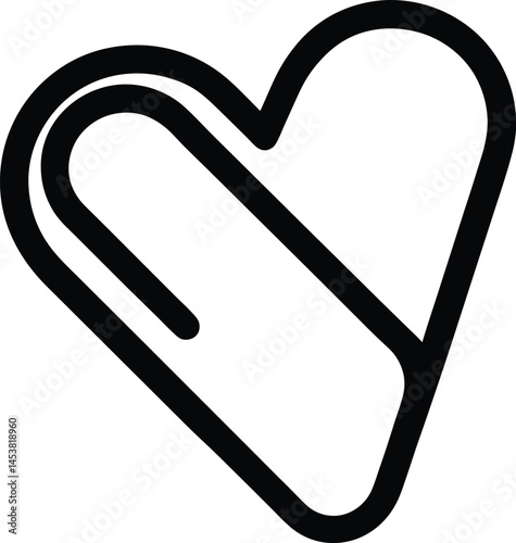 paperclip shaped like a heart on white background .eps