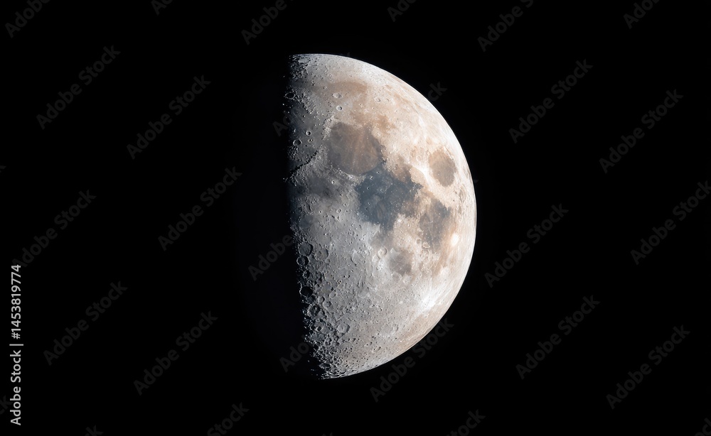 Naklejka premium Half moon over nature-inspired black sky