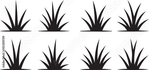 Minimal Grass Silhouette Icons Set – Vector Lawn Elements for Landscape Design and Nature Graphics