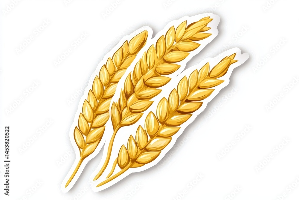 Three ears of golden wheat on a stalk.