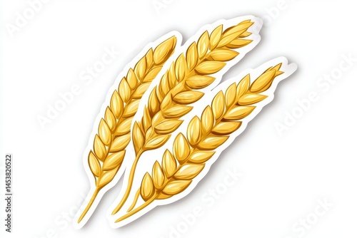 Three ears of golden wheat on a stalk.