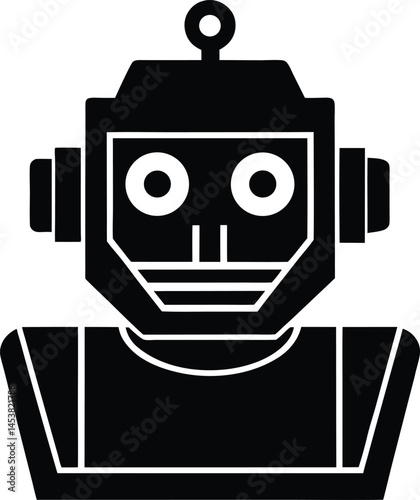 robot head on white background