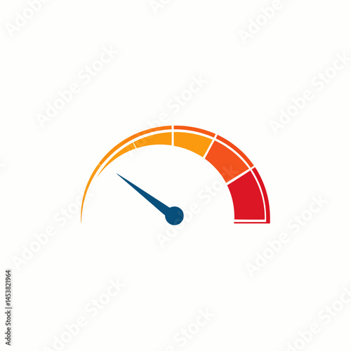 Speedometer gauge with needle indicating moderate level performance measurement tool for dashboard efficiency progress illustration
