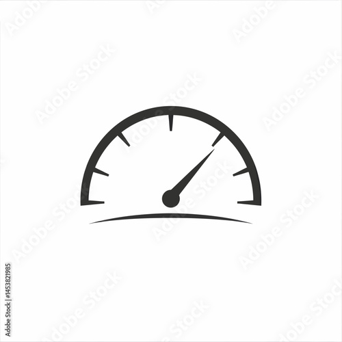Speedometer graphic icon displaying performance measurement and progress indicator for dashboard design and UI element