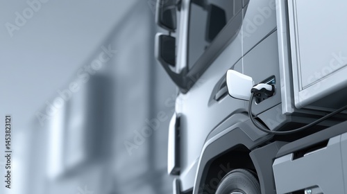 Electric Truck Charging: Close-up of Modern Vehicle Charging Port