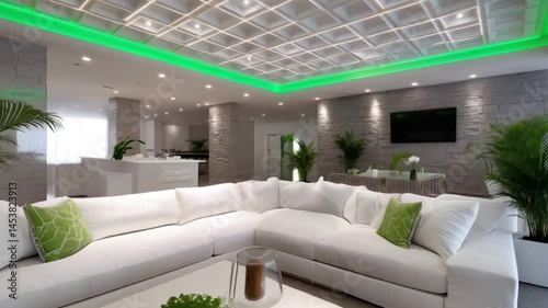 Modern living room interior design features a comfortable sofa and table, embodying luxury home living