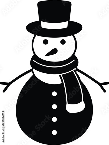 snowman with hat and scarf on white background   