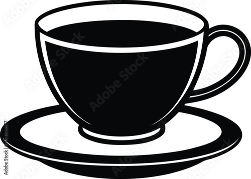 tea cup with saucer on white background 