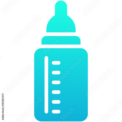 Baby Feeder Bottle Vector Icon, Silhouette Gradient Style Isolated Vector Icon.