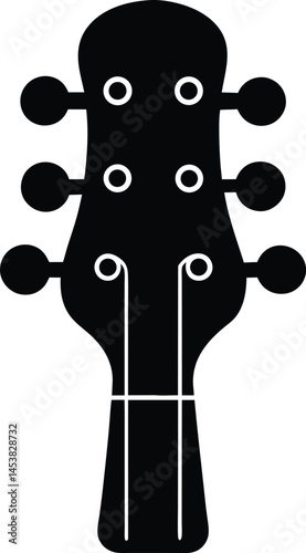 tuning pegs of a guitar on white background 
