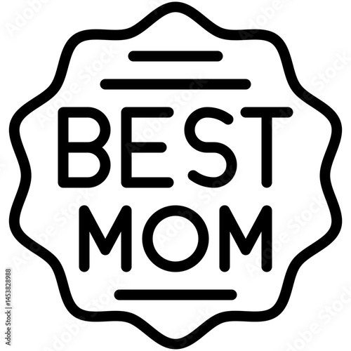 Best Mom Sticker Vector Icon, Lineal Style Isolated Vector Icon. 