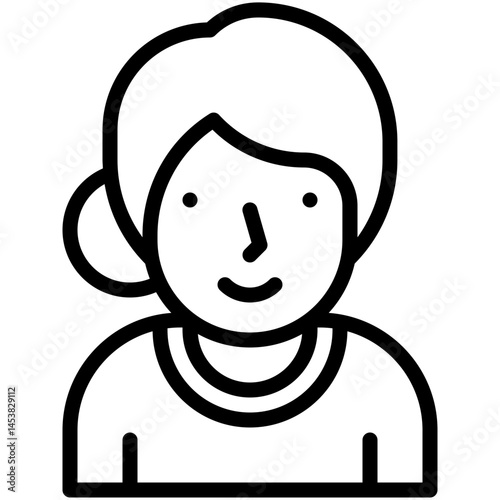 Female Avatar Vector, Girl Avatar Icon, Lineal Style Isolated Vector Icon.