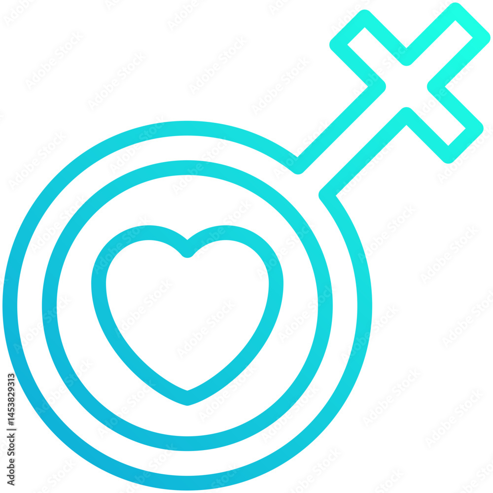 Female Gender Sign Vector Icon, Lineal Gradient Style Isolated Vector Icon. Female Gender Sign Vector Icon, Lineal Gradient Style Isolated Vector Icon.