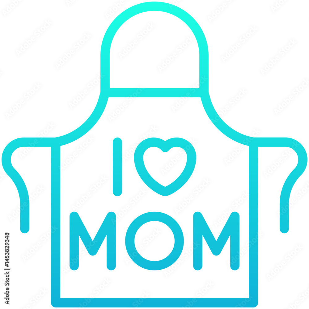 Apron With I Love Mom Text Vector Icon, Lineal Gradient Style Isolated Vector Icon. Apron With I Love Mom Text Vector Icon, Lineal Gradient Style Isolated Vector Icon.
