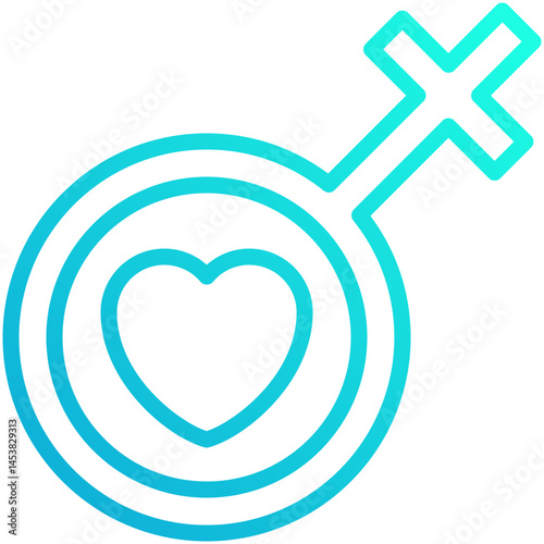 Female Gender Sign Vector Icon, Lineal Gradient Style Isolated Vector Icon.