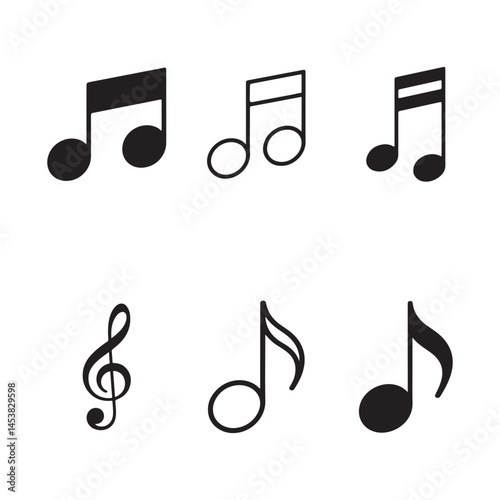 Elegant Single Music Note icon set