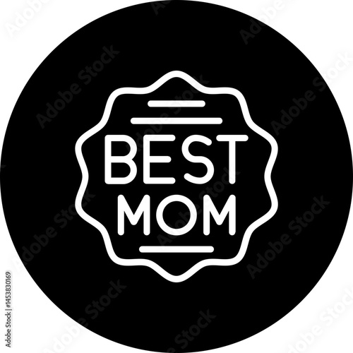 Best Mom Sticker Vector Icon, Circular Style Isolated Vector Icon. 