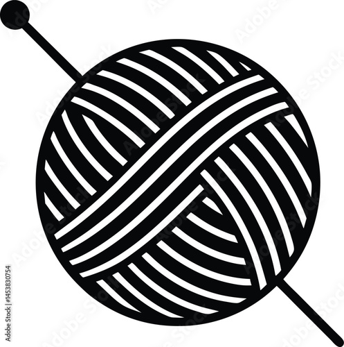 yarn ball with knitting needles on white 