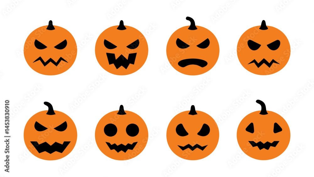 set of pumpkins vector on tranparent background