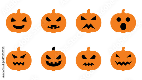 set of pumpkins vector on tranparent background