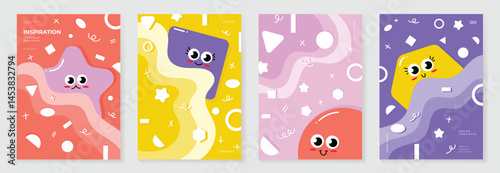 Kids and children cover design vector. Fun Childish hand drawn doodle design background. Playful poster  design for packaging, wallpaper and print.