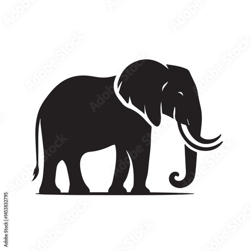 elephant silhouette vector illustration, Elephant logo silhouette, Silhouette of animals in the savannah. African landscape scene. Vector horizontal seamless tropical background with elephants.
