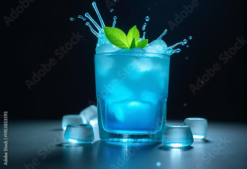 glasses filled with ice and refreshing beverage, garnished with lemon and mint, capturing the essence of thirst quenching summer drinks in a vibrant setting.generative ai