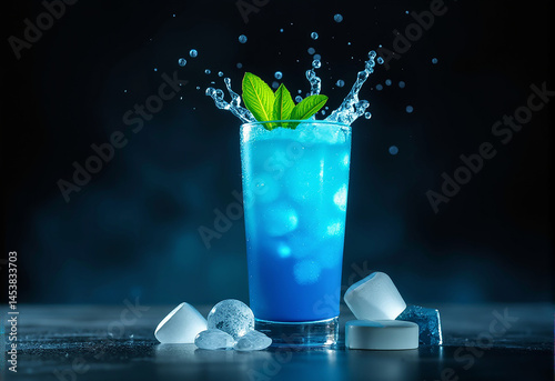 glasses filled with ice and refreshing beverage, garnished with lemon and mint, capturing the essence of thirst quenching summer drinks in a vibrant setting.generative ai