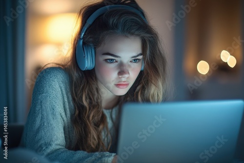 Close-up of lazy man using laptop on sofa, he typing on keyboard. Beautiful simple AI generated image