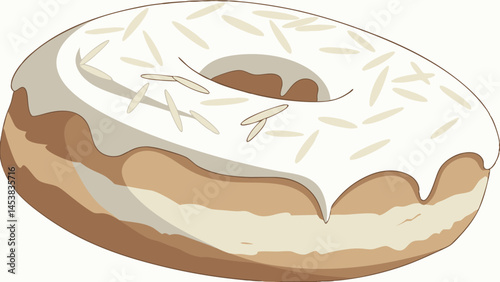 delicious doughnut with white glaze and decorative sprinkles, perfect for any sweet treat lover
