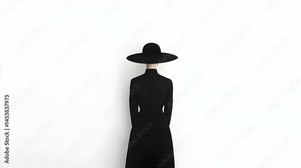 Elegant mannequin silhouette in black attire against white background Elegant mannequin silhouette in black attire against white background