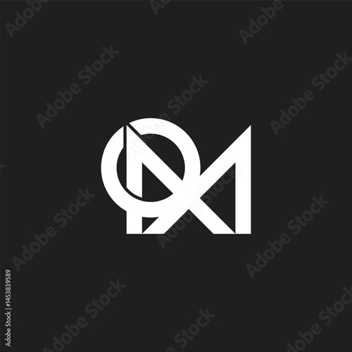abstract letter rm linked linear logo vector