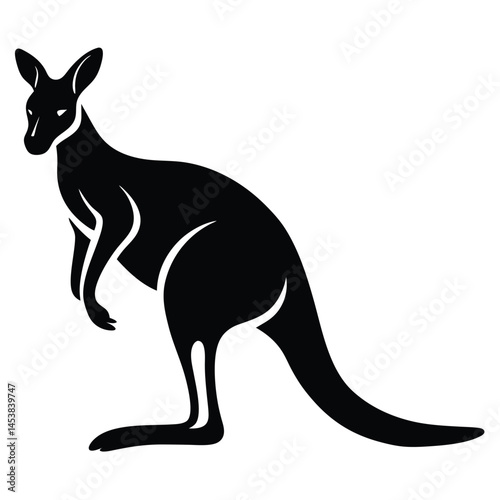 Kangaroo, Kangaroo Poses Silhouette, Kangaroos Vector Silhouette, kangaru vector isulated on white background, Illustration of kangaru, Wallaby Kangaroos.